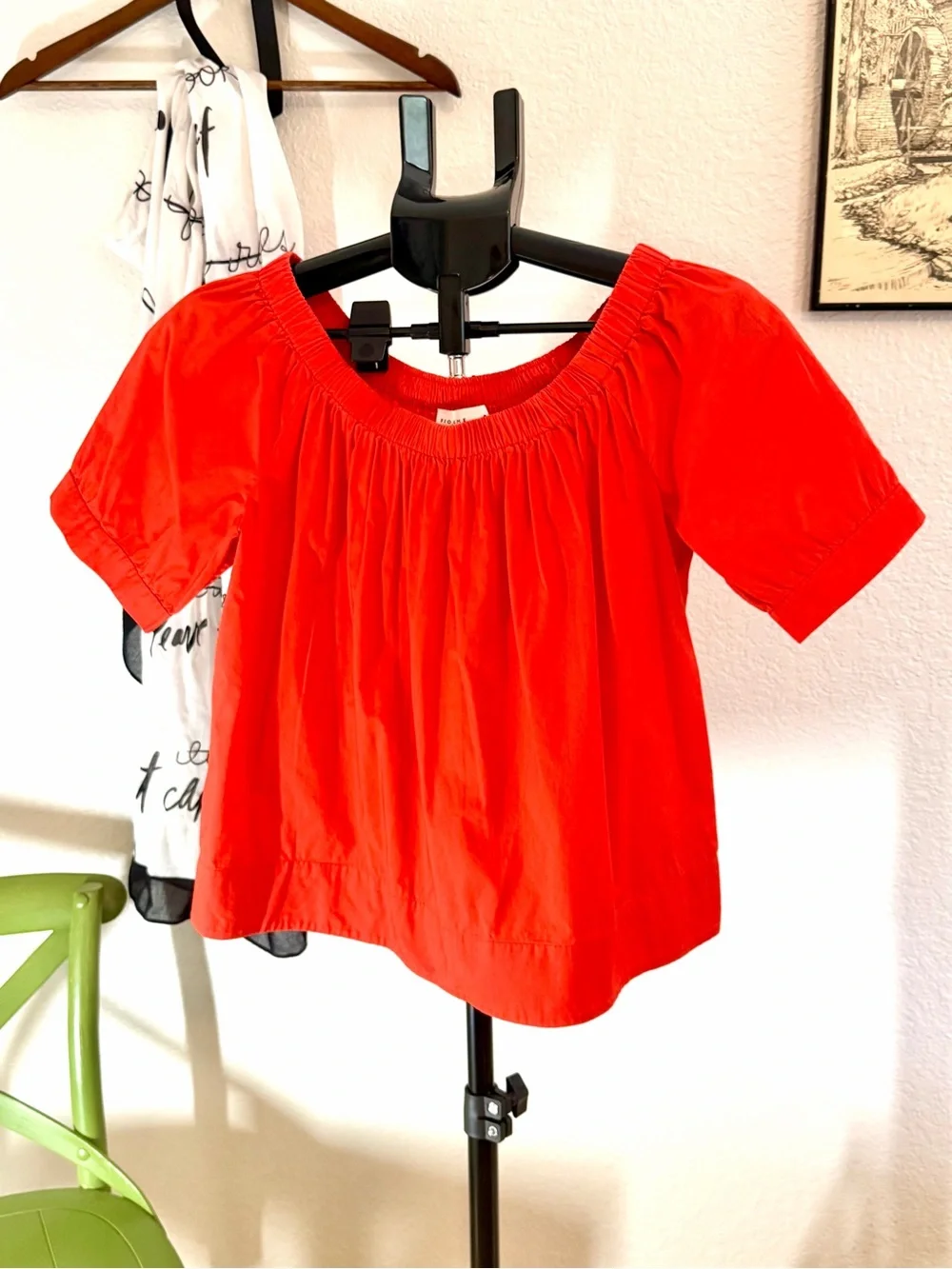 Kate Spade Broome Street Off Shoulder Poplin Top Orange Red Size S